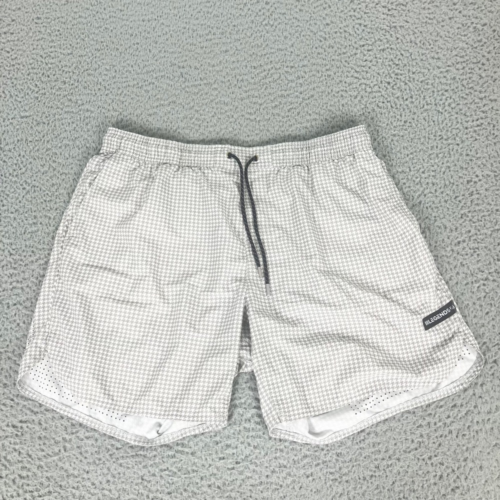 Legends Luka Shorts Mens XXL Grey Houndstooth Athletic Gym Training Activewear